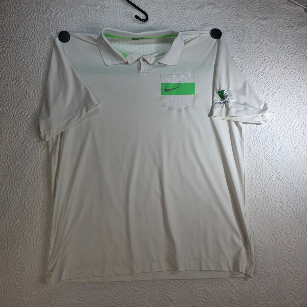 Nike Golf Tour Performance Dri-FIT Polo Shirt‎ Mens XL White Green Colbert Hills